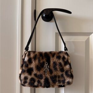 Chrome Hearts Brown and Black Faux Fur Shoulder Bag